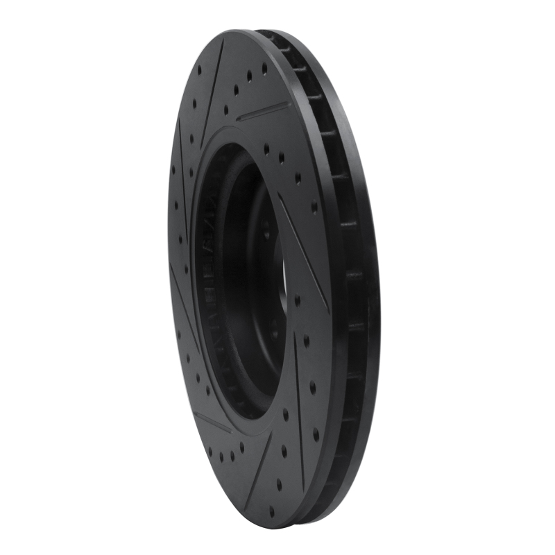 Jaguar XKR Brake Rotor (1) - Front Right - R1 Concepts - Drilled & Slotted - Black - `98-`06